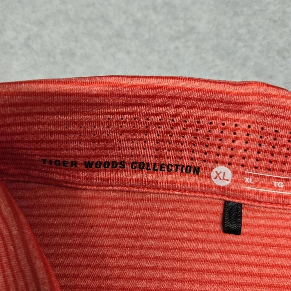 Nike Tiger Woods Collection Polo Mens XL‎ Red Micro Stripe Dri Fit Golf